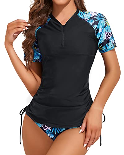 Short Sleeve Rash Guard Bikini Two Piece Set