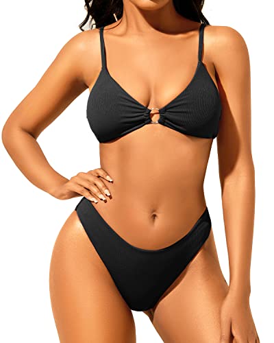 Holipick Women's Two-Piece Bikini Set - Halter Top & Side Tie Bottom, Removable Padding, Turquoise Swimsuit