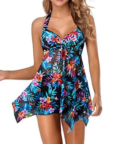 Women's Underwire Swimdress Two Piece Swimsuits Swim Dress M / Colorful Floral Women's Underwire Swimdress Two Piece Swimsuits Swim Dress M / Colorful Floral