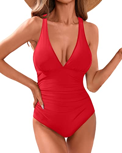 2025 Slimming One-Piece Swimsuit For Women – V-Neck Tummy Control Bathing Suit For Curvy Figures