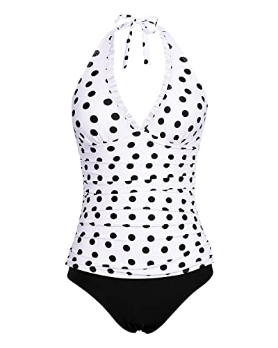 AONTUS Women's Plus Size One Piece Swimsuit - Tummy Control, Polka Dot Print, Sizes 24-26