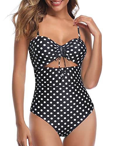 AONTUS Women's Plus Size One Piece Swimsuit - Tummy Control, Polka Dot Print, Sizes 24-26